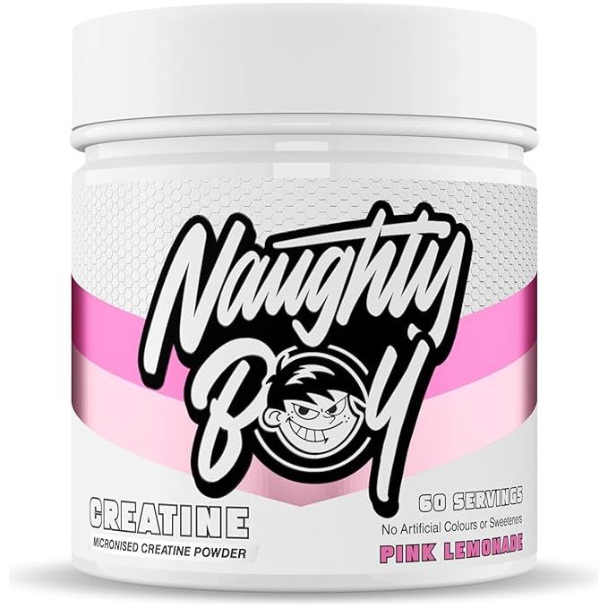 A tub of naughty boy creatine monohydrate