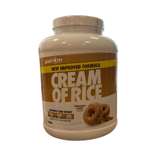 Container of 'Cream of Rice' with cinnamon flavor on a white background