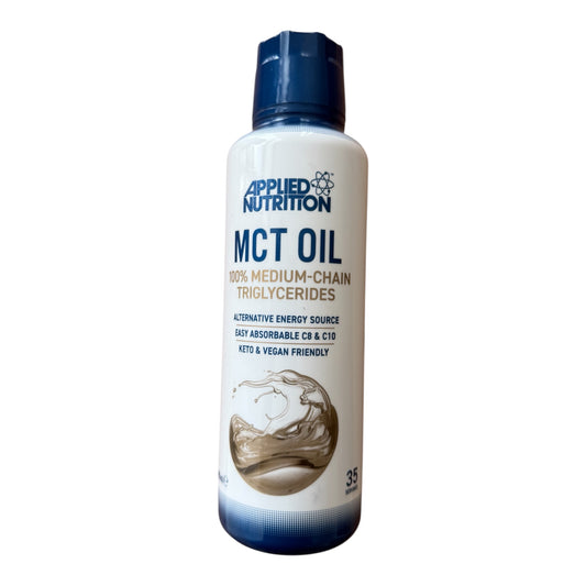 Bottle of Applied Nutrition MCT Oil on a white background
