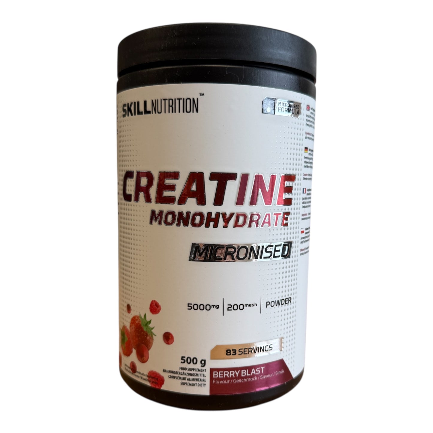 Skill Nutrition Creatine Monohydrate powder container on a white background