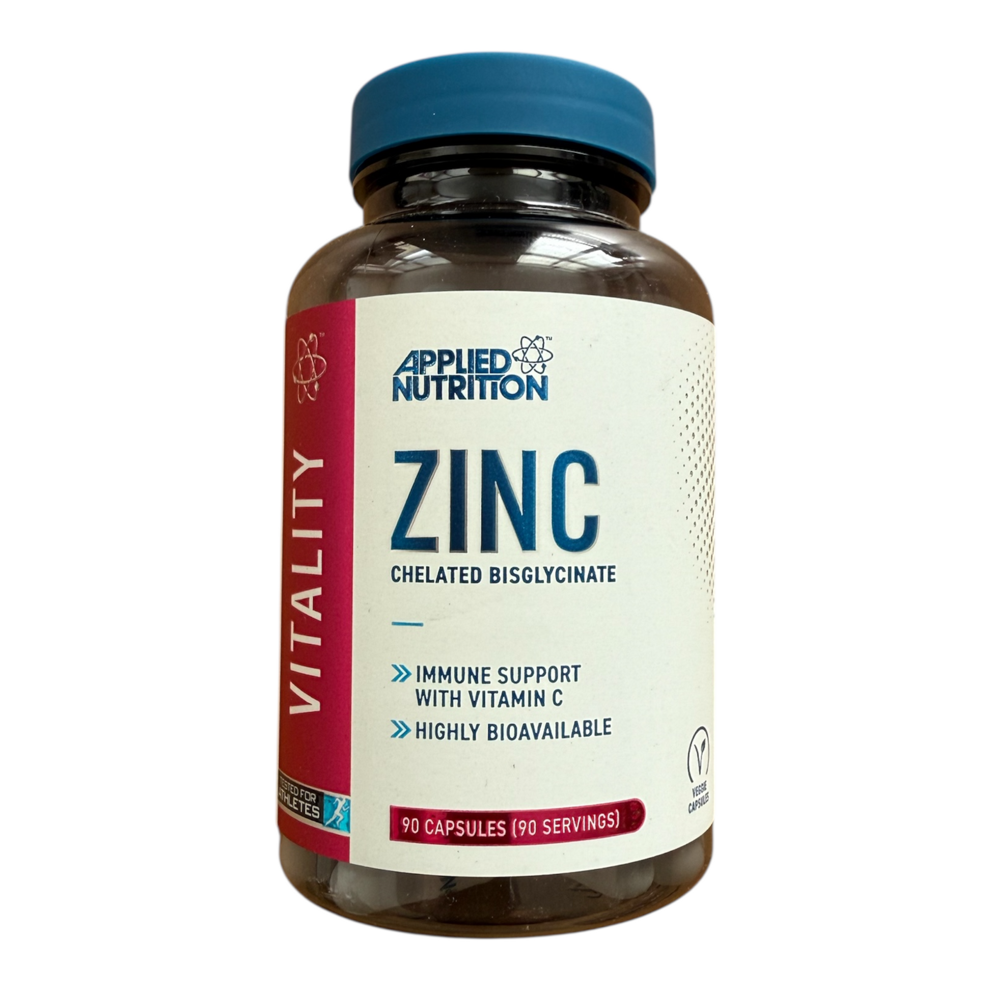 Bottle of Applied Nutrition Zinc supplement on a white background