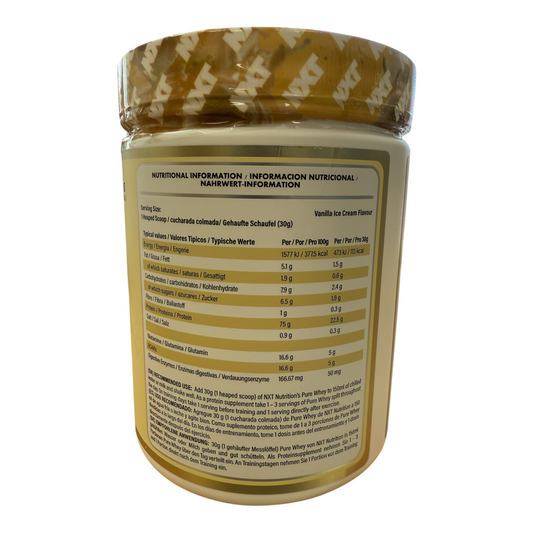 Nutritional information label on a container with a white background