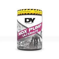 Supplement container labeled 'NOX Pump Ultimate' by DY Nutrition on a white background.