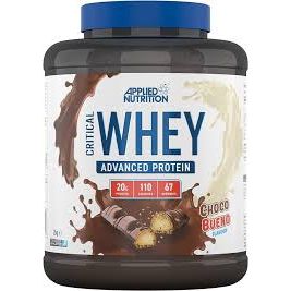 A container of Applied Nutrition Critical Whey Advanced Protein in chocolate flavor, with a weight of 1.8Kg.